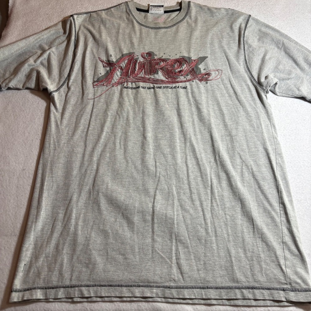 Vintage‎ Avirex T-Shirt Mens XL Mastering The Game Gray Cotton Graphic Tee y2K